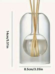 1pc Ins Style Glass Aroma Diffuser Bottle, Transparent Flameless Home Fragrance, Geometric Design Fresh & Long-Lasting, Rattan Aroma Diffuser Bottle