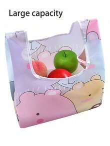 1pc Portable Strap Lunch Box Bag, Foldable Hand-Held Shopping Bag,For Women, Men, ,Large And Reusable ,Freezable Work And School Travel Tote And Meal Prep Organizer