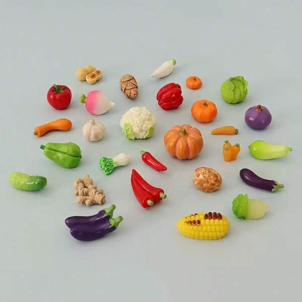 50 Stück/30 Stück/20 Stück/10 Stück/5 Stück Mini realistische Gemüsefiguren, kreative Miniatur-Gemüse für Puppenhausdekoration, Mikrolandschaft, Miniatursupermarkt Requisiten, Spielset Lebensmittel Requisiten, Fotografie Requisiten