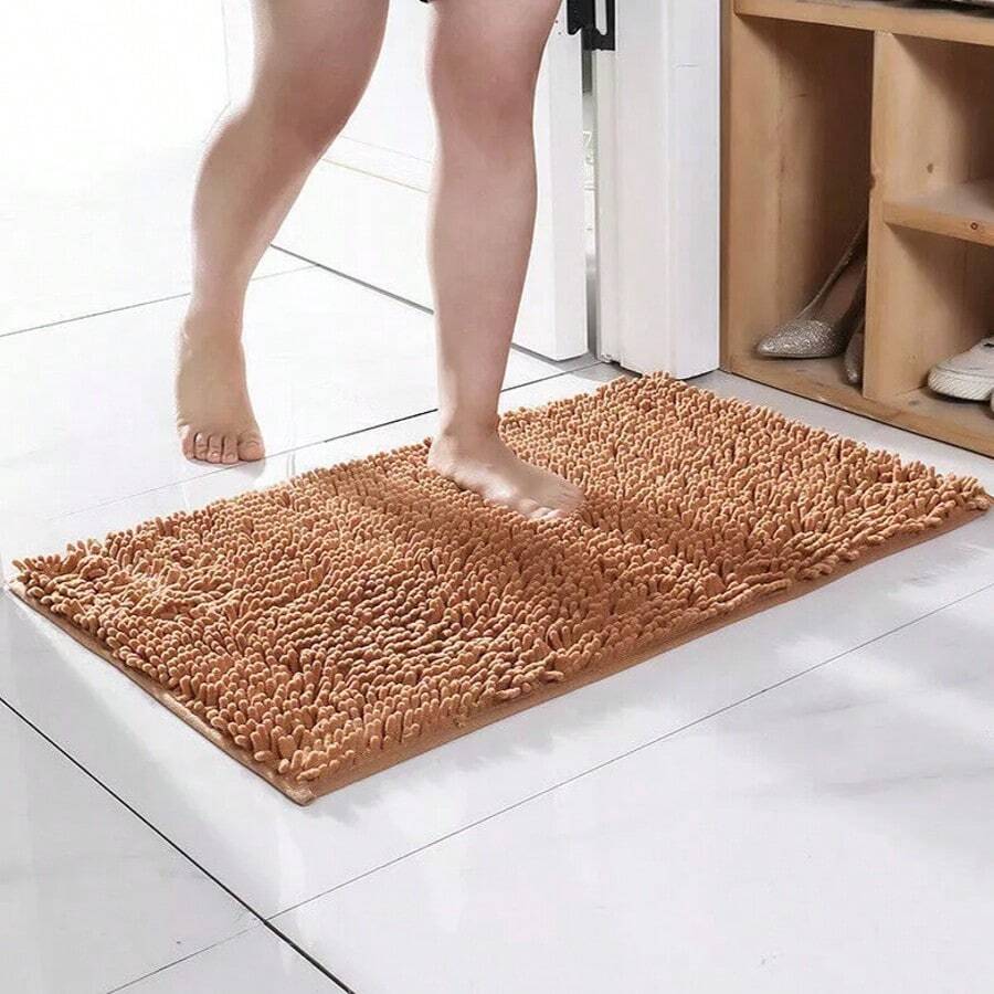 Alfombra de baño antideslizante y absorbente, súper suave de chenilla, decoración de baño lavable a máquina, decoración de entrada, alfombra, accesorios de baño, de vuelta a la escuela - Marrón - Ver 1
