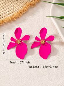 1 par de pendientes con flores y tréboles metálicos multicolor para mujer, de moda para fiestas, bodas y uso diario
