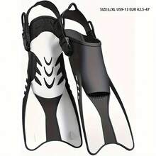 1 Pair White Professional Adjustable Strap Diving Fins, Flexible PP+TPR Material, Suitable For Swimming, Snorkeling, Free Diving Training, Size 38-47 - White - View 9