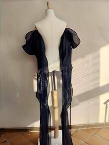 1 双女式长款雪纺可拆卸袖袖，白色和黑色，适合婚纱、鸡尾酒会礼服、角色扮演、拍照道具、新娘配饰 - 彩色 - 查看 11