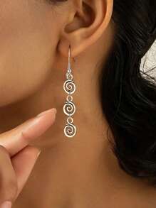 1 Pair Retro Distressed Versatile Creative Fashion Spiral Geometric Dangle Earrings, Suitable For Women Everyday/Travel Outfits