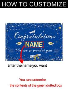 1pc Personalised Blue 2025 Customisable Name Graduation Party Special Custom Name Banner, Fabric For Photography Background, Congratulations Graduation Banner, Graduation Party Decoration Photo Booth Props, Graduation Poster, Ceremony, Prom, No Electricity Required, Three Sizes Available ,Travel Organizer - Blue - View 3