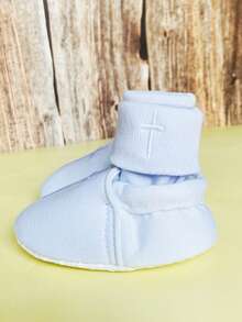 1Pair Baby Boys Girls White Baptism Socks With Cross Embroidery Christening Holy Communion Turn Cuff Toddler Infant Socks First Communion Gift Special Occasion Baby Event - White - View 6