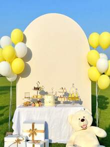 1 件，浅蓝色/紫色/白色/粉色/米色/红色/黑色，7.2 英尺/6.6 英尺/6 英尺/5 英尺婚礼拱门罩圆顶拱门罩背景面料氨纶拱门背景罩拱门面板高级弹力面料，非常适合家庭晚餐婚礼 - 米色 - 查看 5