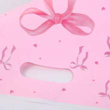 50个粉色蝴蝶结塑料礼品袋蝴蝶结主题派对礼品袋带手柄蝴蝶结零食礼品袋人造甜点袋生日装饰生日新娘求婚洗礼派对 - 彩色 - 查看 4