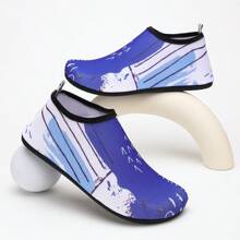 Minimalist Blue & White Patchwork Pattern Unisex Large Size Outdoor Fitness Shoes, Suitable For Beach, Vacation, Water Sports, Breathable & Quick-Dry Indoor Gym Sneakers