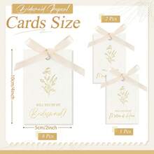 11pcs/Set Bridesmaid Invitation Cards, Ribbon Bow Floral Metallic Color Bride Gift, 8pcs "Will You Be My Bridesmaid?", 2pcs Maid Of Honor, 1pc Bridesmaid Invitation, Suitable For Wedding, Bridal Shower, School Supplies, Back To School (Beige Bow) - Multicolor - View 4