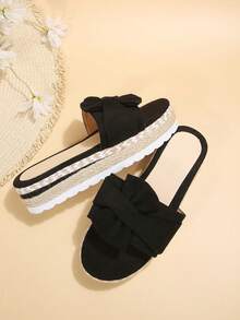 New Style Platform Wedge Heel Women's Fashion Sandals, Comfortable Casual Shoes - Black - View 5