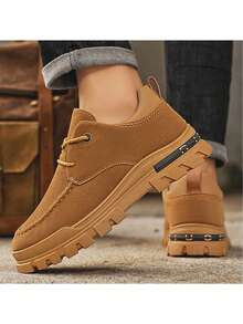 New Spring Outdoor Hiking Men Shoes, Fashion Casual Shoes Thick Sole Low-Top British Style Work Boots - Brown - View 12