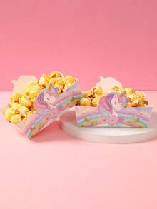 12pcs Unicorn Theme Disposable Tableware Set, Including Paper Plates, Snack Trays, Food Containers, Baking Trays, Popcorn Boxes, Suitable For Unicorn Party, Wedding, Baby Shower, Gender Reveal, 1st Birthday, Holiday Celebrations - Unicorn - View 6