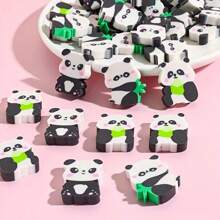 50PCS Cute Panda Shaped Eraser With Random Color - Soft Furry Bamboo Leaf Pattern In Black And White Design, Suitable For Classroom Rewards, Party Gifts And School Supplies, Panda Theme Gifts For Office Supplies, School Supplies, Office Decoration, Back To School Supplies, School Prizes, A Good Choice For Family And Friends, Graduation Season Gifts 50pcs/30pcs/20pcs/10pcs/5pcs (Color Style Random)