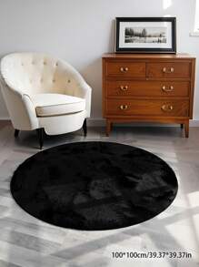 1 pieza Lujosa alfombra circular de terciopelo negro de tonos frescos tipo helado, alfombra suave para la sala de estar, estilo nórdico, apropiada para la sala de estar, el dormitorio, el costado de la cama, la sala de estar, el Día del Padre, el Día de la Madre, el Día del Trabajo, Pascua, decoración del hogar, nueva llegada de primavera