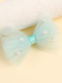 2PCS Pink Pearl Mesh Hair Bows Clip, Cute Princess Style Hair Accessory For Girls, Decorative Hair Accessory Hair Clip