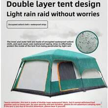 Carpa de camping portátil gruesa de 2 habitaciones y 1 pasillo, carpa plegable para exteriores, carpa de pesca, equipo de camping para exteriores, carpa para picnic en parques, con protección UV y ventilación, gran carpa con porche delantero, carpa de camping, carpa de playa, esencial para senderismo, viajes, camping y pesca - Multicolor - Ver 5