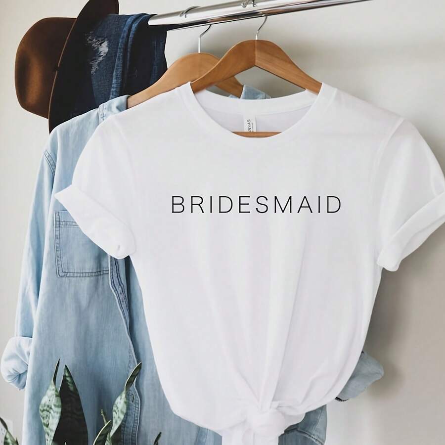 Camia De Dama De Honor, Camisa De Novia, Camisa De Boda, Regalo De Compromiso, Despedida De Soltera, Despedida De Soltera, Camisas De Dama De Honor Minimalista, Camia De Novia Para Ser - White - View 1