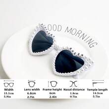 1 Stück Damen neu Vollrahmen Herzförmige Brille modisch "Geburtstagskönigen" Buchstaben Rahmen Vogue mehrfarbige Tönung mit falschen Perlen Niedlich populäre Mode Brille für Geburtstagsfeiern, Sommer Strand Urlaub, Outdoor, Reise - Verschiedenfarbig - Übersicht 7