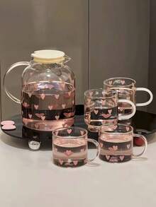 1pc Ins Style Heart-Shaped Glass Mug, High Borosilicate Glass Heat Resistant Coffee Cup With Handle, Suitable For Breakfast, Milk, Afternoon Tea, Latte Art, Juice, Tea, Couple Gift - Multicolor - View 10