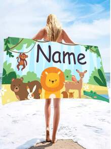 1 Stück personalisierbar Strandtuch, erhältlich in verschiedenen Schriftarten und Farben, Dschungeltier Muster, ultra-weiche Mikrofaser, schnelltrocknend und saugfähig, geeignet für Pool, Badezimmer, Strand, tolles personalisiertes Geschenk für Frauen, Männer, Jugendliche, Mädchen, ideal für Ostern, Muttertag, Geburtstag, Jahrestag