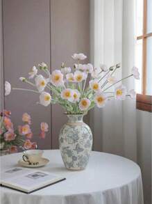 1 Stück künstliche Mohnblume mit 3 Blüten und 1 Knospe, 58CM lange nicht verblassende Kunststoffpflanze künstliche Blumenstrauß, einfacher und moderner Stil, kann gebogen werden um Formen zu gestalten - für DIY, Heimdekoration und Vasen Blumenarrangements, Hochzeit, Party