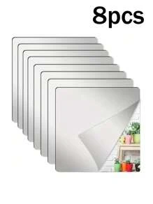 4pcs/8pcs 3D Mirror Tile Wall Sticker, Shatter-Resistant Acrylic Full Body Mirror Tiles, 30cm, Self-Adhesive, Flexible Plastic Mirror, Full Mirror Tiles, DIY Wall Decor, Suitable For Door, Bedroom, Home Gym, Bathroom, Dining Room, Home
