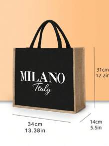 Linen Tote Bags And Small Bags With "Milano" White Letter Print, Coin Purse And Tote Bag Combination, Personalized Gift Packaging, Large Capacity Portable Casual Storage Handbags, Supermarket Shopping Bags. Multifunctional Portable Teacher Handbags, Holiday Shoulder Bags, Suitable For Daily Commuting, Business Trips, Beach Vacations, Can Be Given As Gifts To Friends, Family, Birthday Gifts, Mother's Day Gifts, Teacher's Day Gifts.