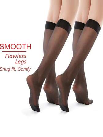 5 Çift Kadın Siyah Yarı Saydam Orta Baldır Çorapları, Günlük Kullanım İçin Çok Yönlü, Rahat Çoraplar