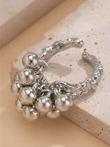 1pc Metal Geometric Beaded Cross-Border Earring Jewelry, Exaggerated Statement Bead Ring Design For Women - Ring - View 9