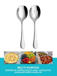 2/4pcs Stainless Steel Serving Cutlery Set With Gold And Silver Option, Serving Soup Spoon, Slotted Spoons, Flatware Serving Set, Ideal For Kitchen, Restaurants, Hotels, Weddings, Birthday Banquets, Christmas, New Year, Halloween, Valentine's Day, Thanksgiving Celebrations, And Other Festive Parties, Christmas Gift, Gift Givings-Christmas Party, Dishwasher Friendly, Kitchen Supplies, Service Utensils - Public Tableware Set - View 6