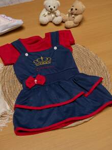 Kit 02 Jardineiras Jeans com blusinha Infantil Menina Recém-Nascida 04 peças - Multicolorido - Visão 10