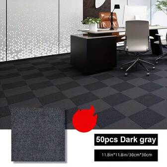 20/50片装自粘方形地毯砖 - PVC背衬防滑垫，安装简便，适用于客厅、卧室、洗衣房等场所 - 家居装饰，30.0厘米 x 30.0厘米，家居装饰砖 | 现代家居装饰 | 易于安装的地垫，浴室地板