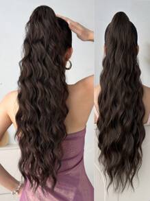 Ponytail Extension Claw 24 Inch Curly Wavy Straight Clip In Hairpiece One Piece Long Pony Tails For Women Brown Claw Ponytail Extension