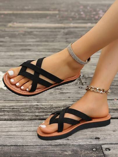 2025 Sommer Neue Sandalen Strandsandalen Lässig Atmungsaktiv Vielseitig Bequem Koreanischer Stil Leichtgewichtig Kreuzriemen Große Größen Weiche Sohle Zehentrenner