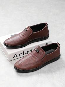 Men's Spring/Summer Slip-On Loafers, Casual Non-Slip & Durable Work Shoes - Brown - View 3