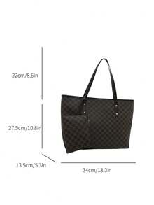 （带零钱包的钱包）新款时尚女士大容量全身印花设计字母图案装饰设计双手柄手提包适合工作和通勤、书包、大容量、便携、经典休闲、商务休闲、适合少女、女大学生、白领、适合工作、返校、中学、高中、大学、度假、时尚手提包带拉链