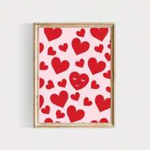 1 pièce Cadre optionnel, affiche de la Saint-Valentin rose, peinture sur canevas avec cœur romantique et amoureux pour la décoration murale de la chambre du couple, avec cadre
