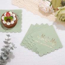 100 pièces Serviettes de cocktail, 2 épaisseurs 5 X 5 pouces serviettes jetables festonnées, serviettes à dessert épaisses et de qualité supérieure pour fête, mariage, dîner, anniversaire, festival (Vert sauge)