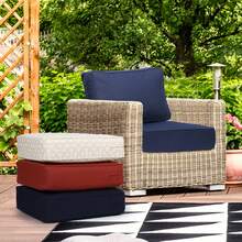 Juego de cojines para silla de patio Sunbrella de 25 x 25 x 6 pulgadas, resistente a la intemperie, con resortes embolsados individuales para silla de patio, sofá y sillón. - Azul Marino - Ver 3