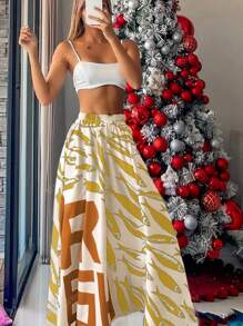 Gonna a metà plissettata da donna in stile vintage boho, con stampa di pesci per occasioni casual, vacanza, brunch, adatta per la primavera-estate