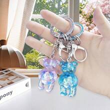 TPU Textured Pink Car Key Fob Cover/Rhinestone & Pink Bear Exquisite Collision/Sweet Style: Rhinestone Keychain & Pink Purple Bear Key Companion/Street Fashion Style! Rhinestone Key Accessory, Blue Bear Super Attractive Suitable For Polo Tiguan Passat B5 B6 B7 Golf 4 5 6 MK6 Jetta Lavida//A Folding 3 Buttons/Lamando/Dedicated/Superb/Lavida/Cómemeck/Xinrui Exclusive, Ideal Gift For Valentine's Day