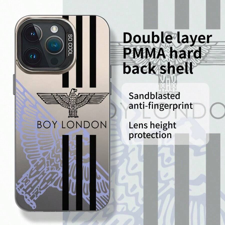 1 carcasă de telefon mobil neagră cu imprimeu grafic de vultur la modă, carcasă de protecție din PMMA, personalizată pentru telefoanele Apple, disponibile în mai multe culori