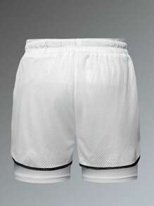 1 pieza Pantalones cortos de verano para hombre, transpirables y de secado rápido, shorts informales elásticos para fitness y running con estampado de letras