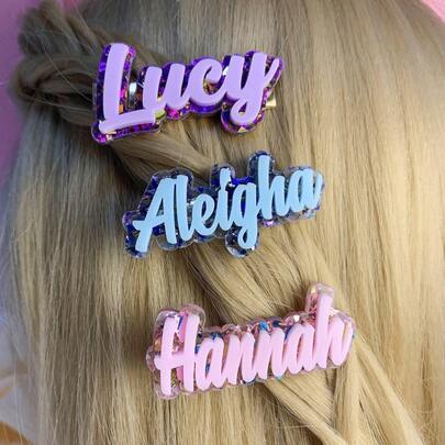 Pinza de pelo de acrílico personalizada - Pasador con nombre personalizado, diseño de letra DIY, regalo perfecto de regreso a la escuela para mejores amigos, multifuncional, ornamental, letra, elegante, moderno, colorido, lindo, adorable, casual, personalizado, único, regalo ideal para él, regalo ideal para ella