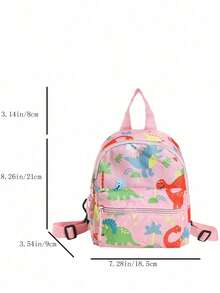 Cartoon Dinosaur Nylon Cute Backpack - Pink - View 6