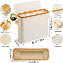 1 قطعة سلة تخزين من البامبو عالية الجودة ذات طراز بوهيمي مستطيلة الشكل بأقسام متعددة لتخزين مستلزمات الحمام، مناسبة لأنواع مختلفة من الغرف، سلة تخزين متعددة الوظائف للحمام والتخزين