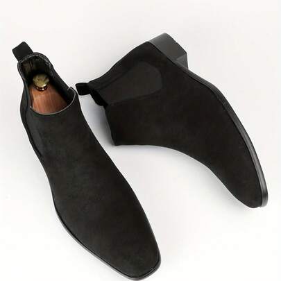 Men's Classic Double Elastic Business Casual Men's Boots, Simple Commuting Office Chelsea Boots