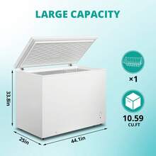 Smad 10 Cubic Foot Large Cryogenic Freezer With Lock And 1 Detachable Basket, 4 Wheels, 7-Speed Adjustable Thermostat, Low Noise, Garage For Home And Kitchen Use, White - US B Type Plug(110-127V) - View 7
