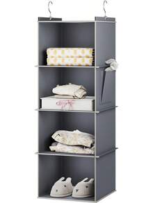 4-Shelf Closet Hanging Storage Shelves,Hanging Closet Organizer - Black - View 7